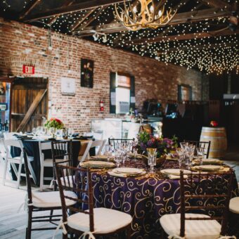 barn with rustic decorations and tables
