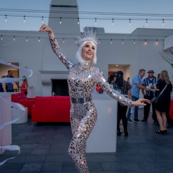 Female entertainer at a business catering event