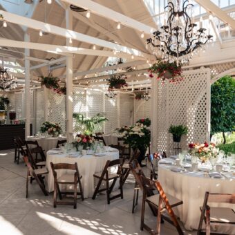 round tables set up in outside patio